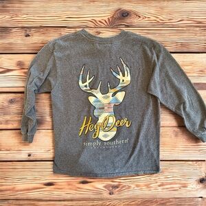 Simply Southern Youth Medium ‘Hey Deer’ Long Sleeve T-Short - Gently Used